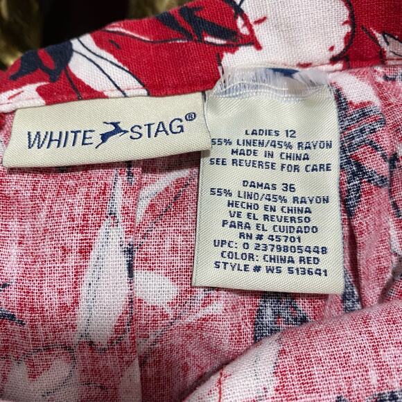 Retro White Stag Red & White Floral Culottes Skirt size 12 preppy ccasual - Picture 7 of 7